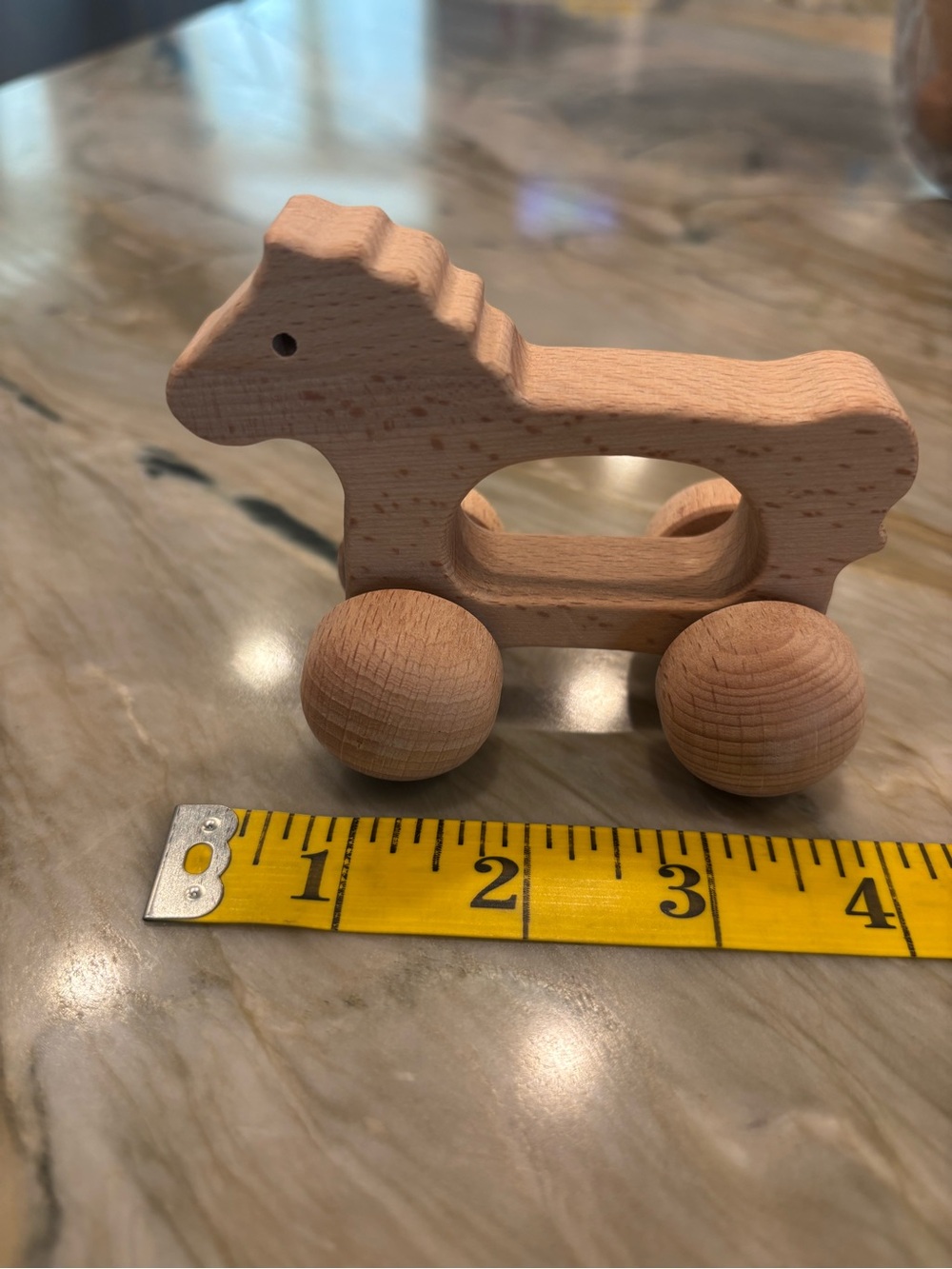 Natural Wood Rattler Horse Toy